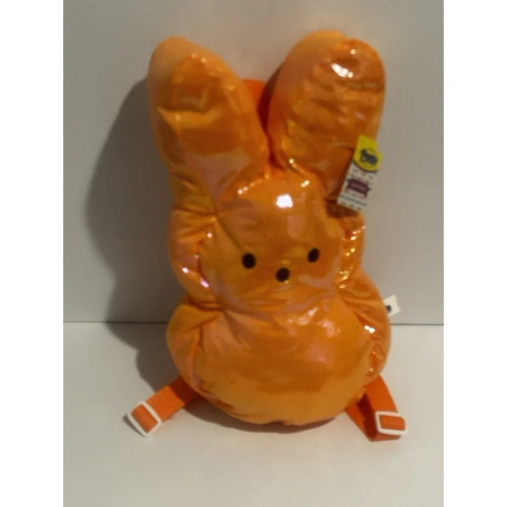 NEW Peeps Zipper Bunny Backpack New With Tag Straps Orange Shiny‎ Easter Kids
